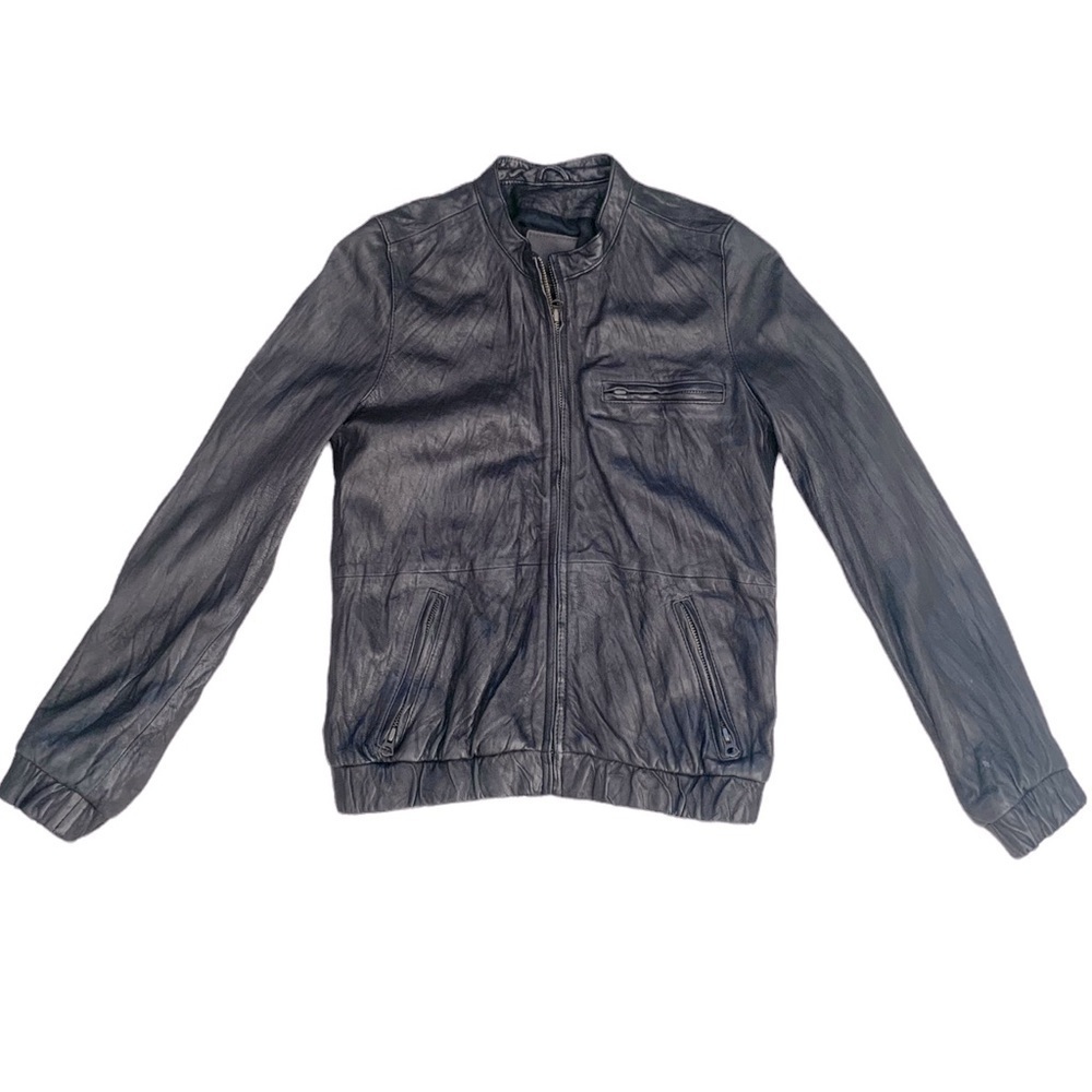 Joie 100% Genuine Leather Black Bomber Jacket. Size Small.